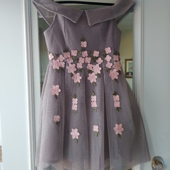 Off shoulder Floral Mesh Bardot Skater Dress - Picture 2 of 16